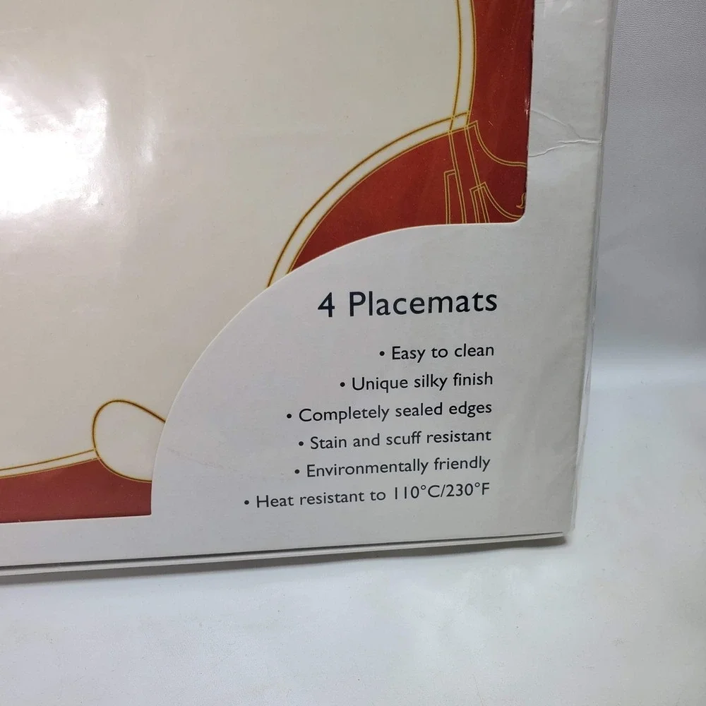 New Wedgwood Lifestyle Made in England Placemats Orange Cream Set‎ 4